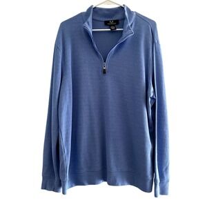 Magaschoni Mens Cotton Blend Quarter Zip Sweater Sky Blue Preppy Size‎ Large